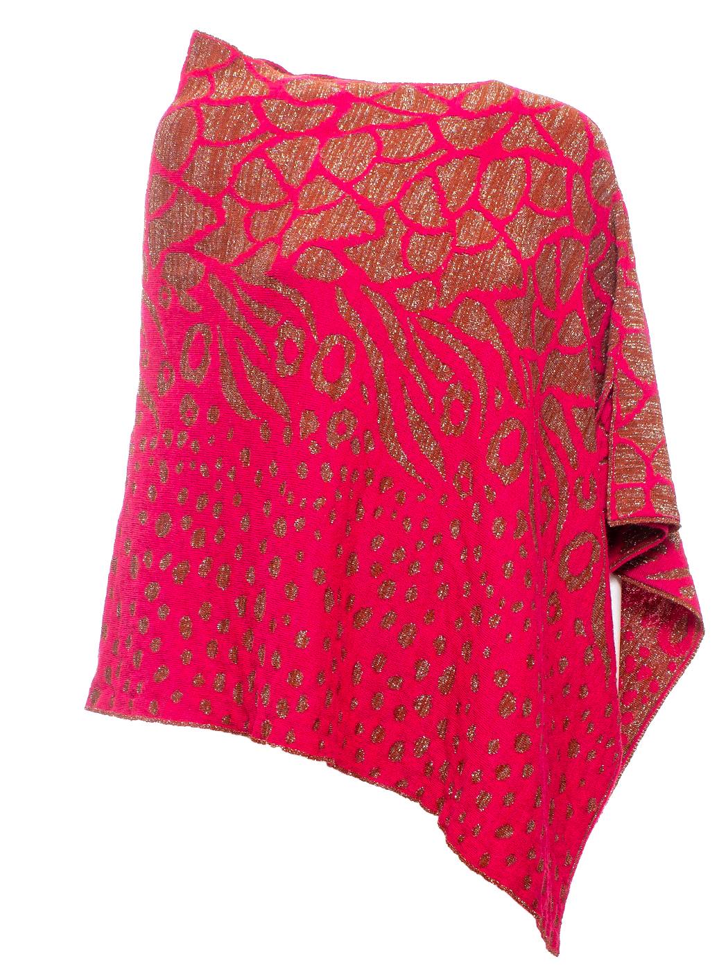 PONCHO JACQUARD ANIMALIER, T.U., 60% AC, 20% VI, 20% WO, MADE IN ITALY